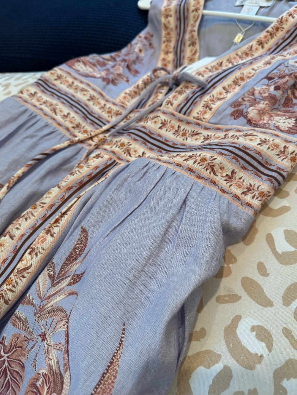 Caroline Constas Lavender Floral Linen Maxi Dress S - Picture 5 of 8